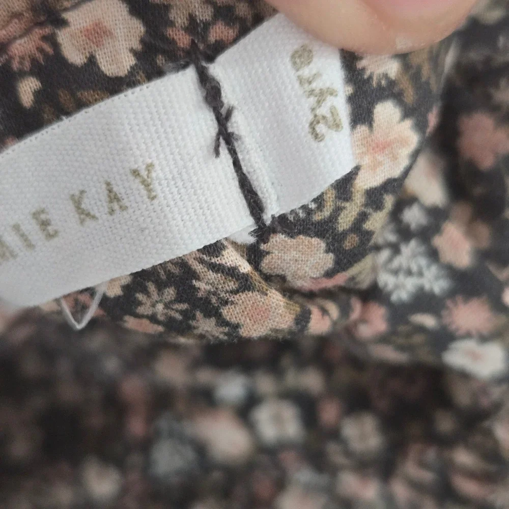 Jamie‎ Kay Girls Organic Cotton Floral Ruffle Dress Ditsy Print Grey Pink 2Y